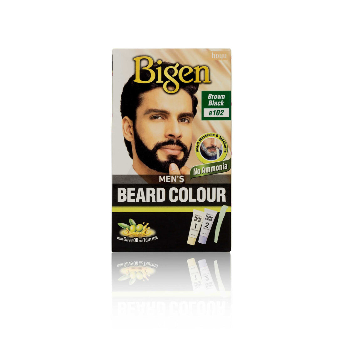 Bigen Men’s Beard Colour B102 Brown Black 40g front view