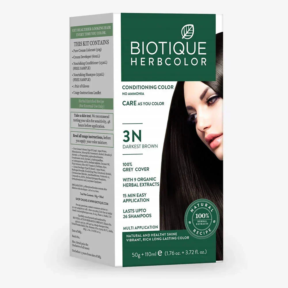 Biotique Herbcolor 3N Drkst Brn 50g +110ml - House of Ateeq
