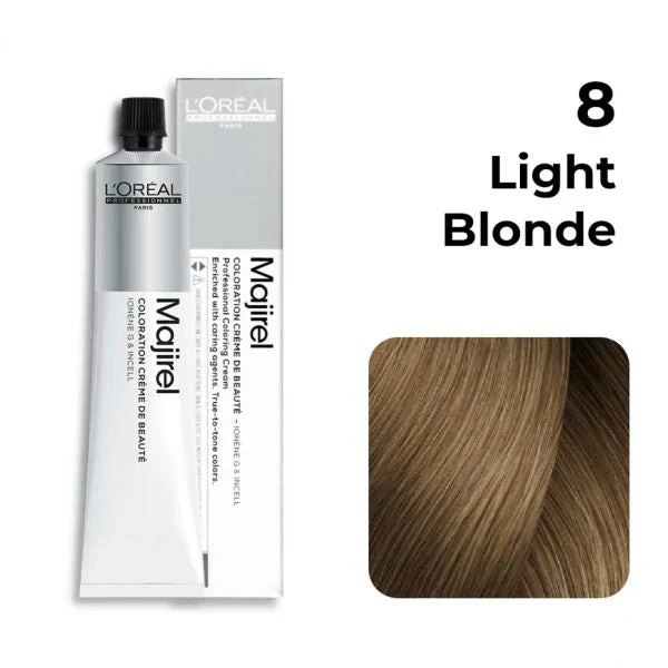 L'Oreal  Professionnel Paris - Majirel - 8 (Light Blonde) - Mix 1:1.5 - (49.5g) - House of Ateeq