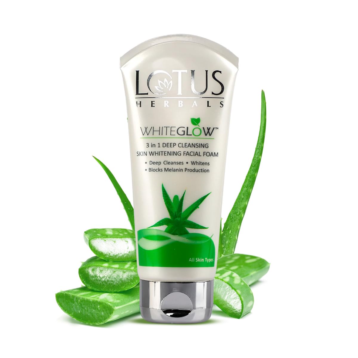 Lotus Herbals WhiteGlow 3-In-1 Deep Cleansing Skin Whitening Facial Foam, 100g