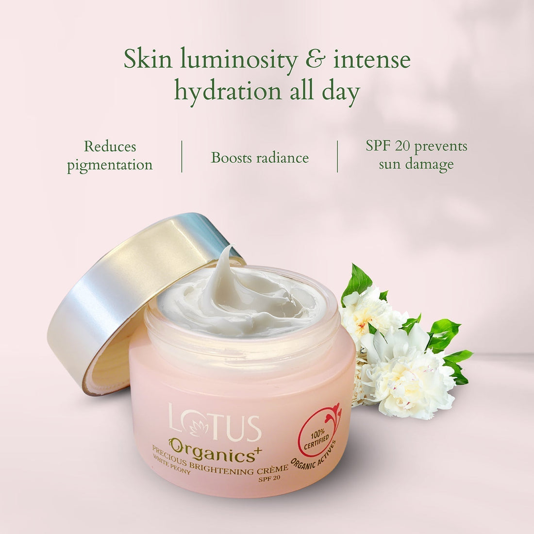 Lotus Organics+ Precious Brightening Crème SPF 20, 30g – Brighten & Protect Skin