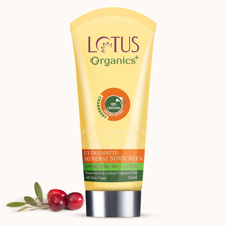 Lotus Organics+ Ultra Matte Mineral Sunscreen SPF 40 PA+++, 100g | Oil-Free, Matte Finish