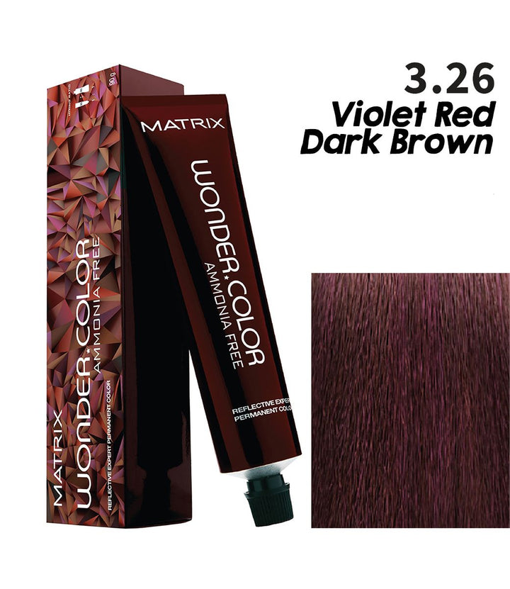 Matrix Wonder Color Ammonia Free Permanent Hair Color - 3.26-3VR - Violet Red Dark Brown - (90ml) - House of Ateeq