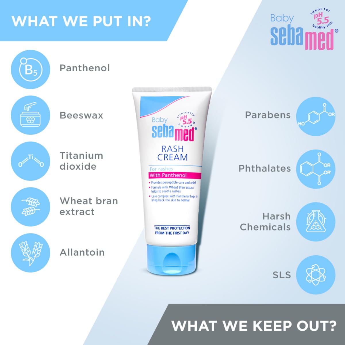Parent applying Sebamed cream on baby’s diaper area