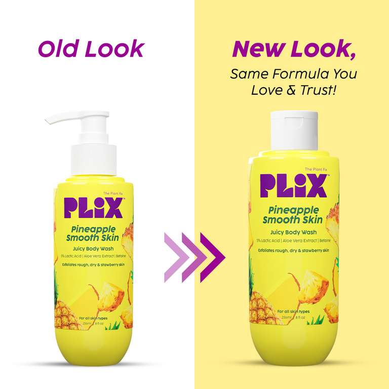 Plix Pineapple 5% Lactic Acid Exfoliating Body Wash, 236ml | For Tan Free & Brighter Skin