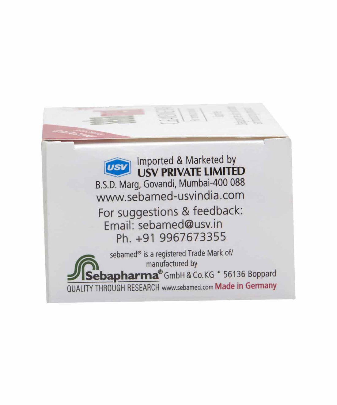 Side view showing ingredients and claims on pack