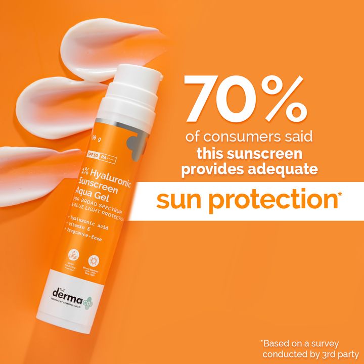 The Derma Co. 1% Hyaluronic Sunscreen Aqua Gel, 50g – SPF 50+ PA++++