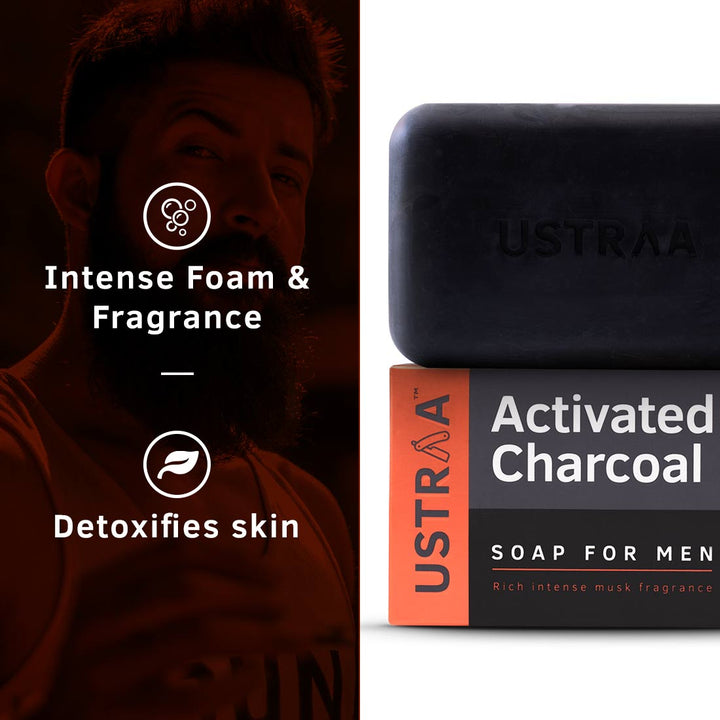 Ustraa Deo Soap For Men with Activated Charcoal, 100g