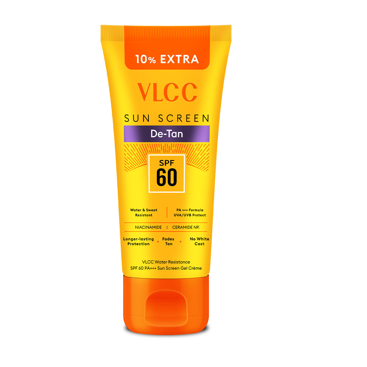 VLCC sunscreen tube with SPF 60 on a white background
